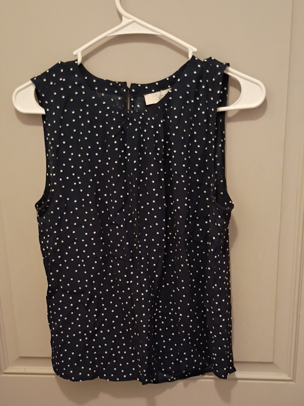 LOFT Navy and White Polka Dot Sleeveless Camisole Size XS